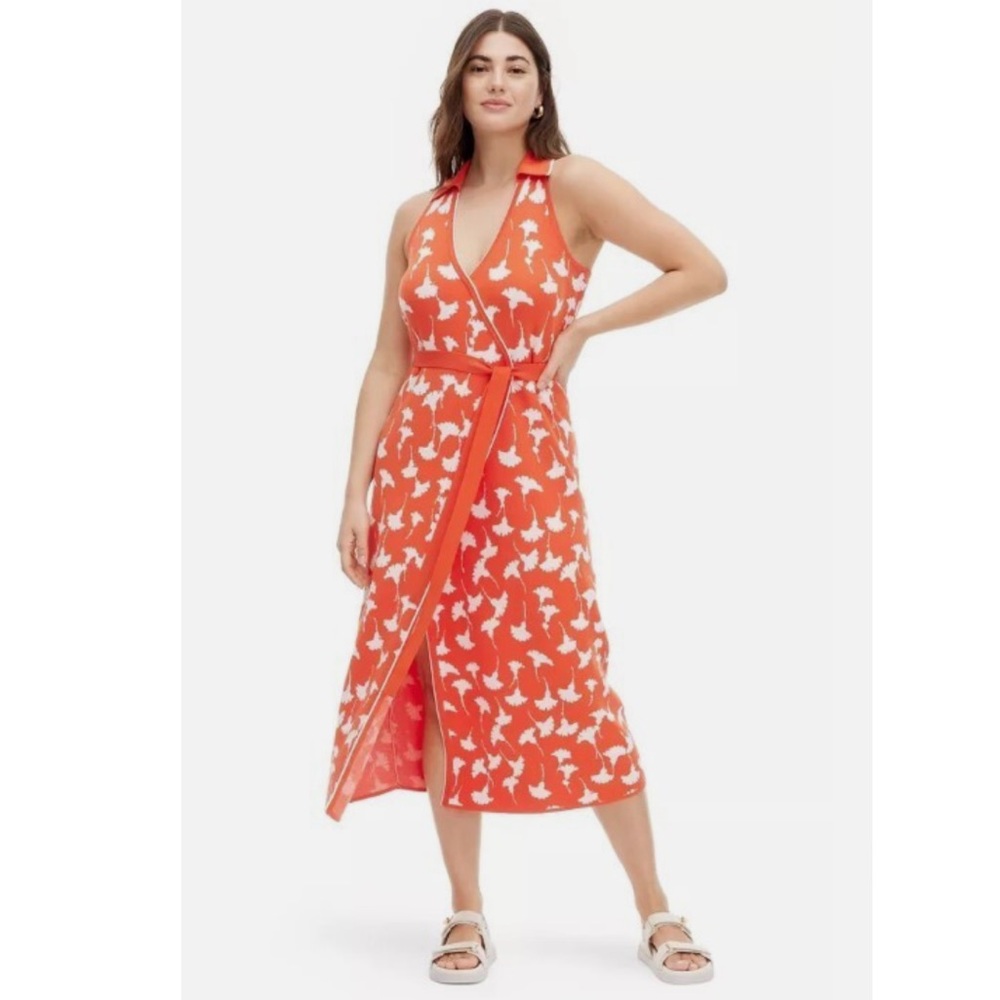 Diane Von Furstenberg DVF x Target Orange and White Knit Dress NWT XS